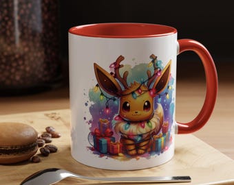 Fox poke animal with Holiday Lights Mug | Accent Coffee Mug 11oz 15oz