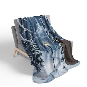 Coperta in pile Sherpa con scena nella foresta innevata di Narnia Wardrobe | Sentiero del castello invernale