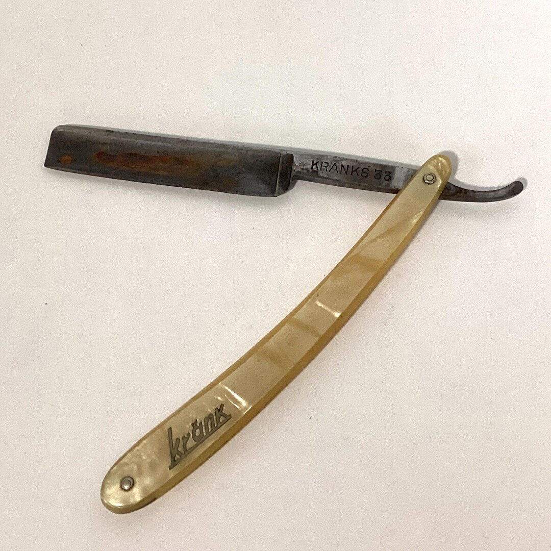 Antique KRANK Straight Razor With Pearly Lucite Celluloid Handle Wester ...