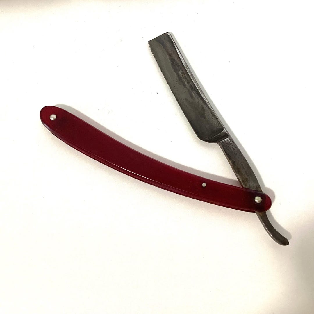 Antique Straight Razor With Red Bakelite Handle Geo. W. Korn Mfg. - Etsy