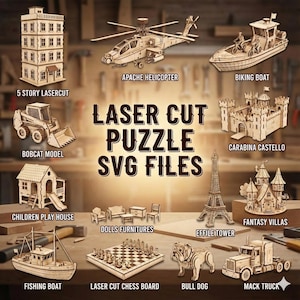 Laser Cut Puzzle Templates Bundle | CNC & Glowforge (svg, dxf, pdf)
