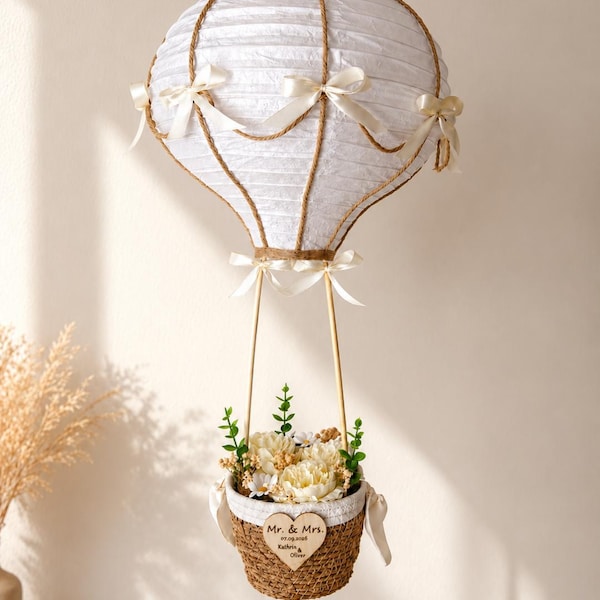 Light-up hot air balloon · Wedding gift · Personalized · Wedding money gift · Balloon with flowers · Bride and groom decoration