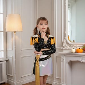 Mira Rumi Zoey Kpop Demon Hunter Costume | Black Gold Cosplay Set for Girls and Women | Halloween Roleplay Outfit | Huntrix Suit