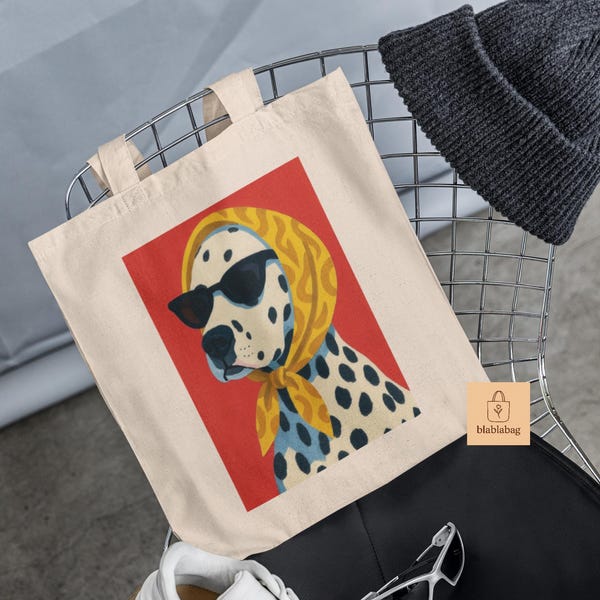 Retro Dalmatian in Headscarf Tote Bag