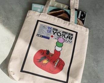 Japanese Yokai Art Cotton Canvas Tote Bag