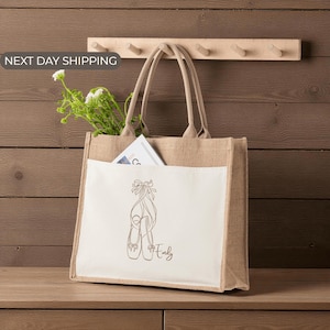Custom Ballerine Tote Bag, Personalized Ballet Canvas Bag, Dance Lover Gift, Perfect for Ballerinas and Dance Class Essentials