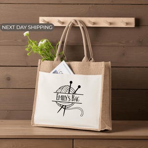 Custom Knitting Tote Bag,Crochet Project Bag, Yarn Storage Carrier, Grandma Hobby Gift, Craft Supplies Organizer, Knitting Gift