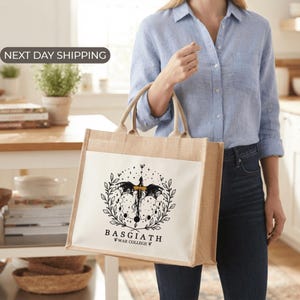Basgiath War College Tote, Fourth Wing Book Bag, Dragon Rider Gift, Dark Academia Merch, Fantasy Reader Present, Book Club Jute