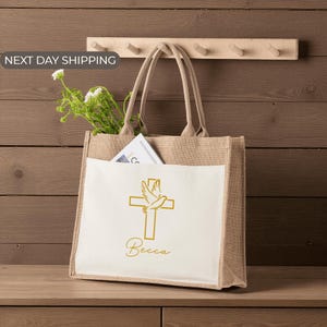 Custom Baptism Gift, Christening Tote Bag, Godmother Proposal, Goddaughter Present, Holy Spirit Bag, Church Ceremony, Catholic Ceremony Bag