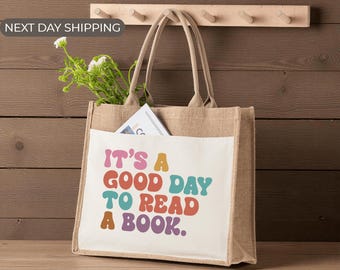 It Is a Good Day to Read a Book Tote Bag, Literary Canvas Bag, Book Lover Gift, Reading Themed Shopper, Perfect for Bookworms