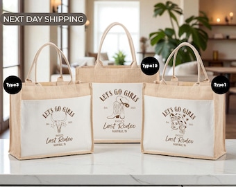 Custom Last Rodeo Tote Bag, Personalized Cowgirl Bachelorette Canvas Bag, Western Bride Squad Gift, Perfect for Final Rodeo Party