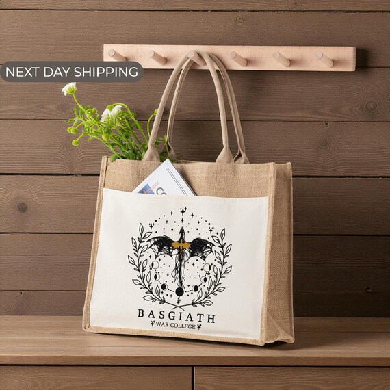 Basgiath War College Tote, Fourth Wing Book Bag, Dragon Rider Gift, Dark Academia Merch, Fantasy Reader Present, Book Club Jute