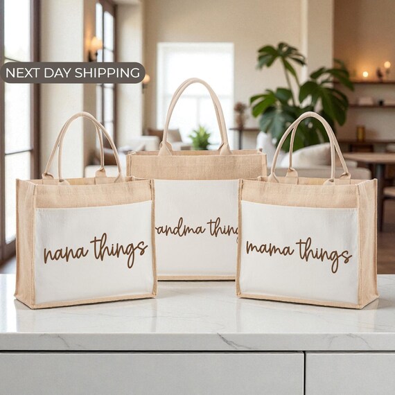 Custom Grandma Tote Bag, Gift for Grandma, Nana or Gigi Bag, Family Gift Idea, Mother’s Day Present, Everyday Grandma Name Tote