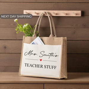 Personalized Gift For Teacher, School Staff Present, Educator Bag, Professor Tote, Appreciation Week, End Of Year, Student Thank You Jute