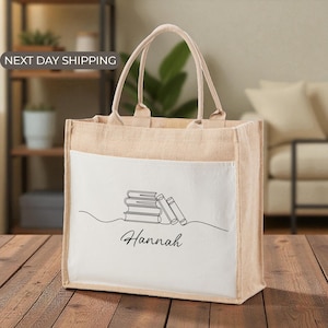 Custom Librarian Tote Bag, Gift For Book Lovers, Personalized Book Club Canvas Bag, Reading Themed Shopper, Thoughtful Gift for Readers