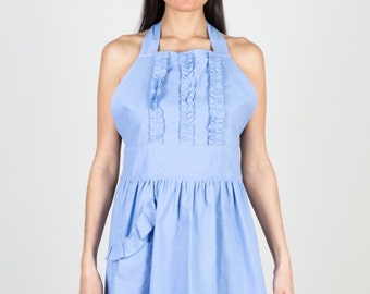 Women’s Lilac Tuxedo Ruffle Apron | Elegant Hostess Apron with Feminine Flair