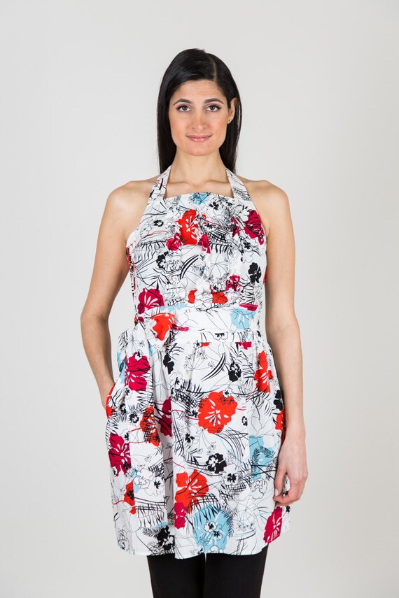 Mallory Mixit Print Dress | Stylish Halter-Style Wrap Apron Mallory Mixit Print Dress | Stylish Halter-Style Wrap Apron