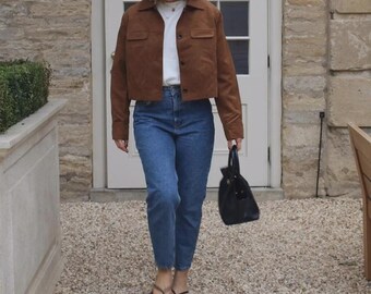 Handmade Brown Suede Leather Trucker Jacket – Classic Western Style Outerwear