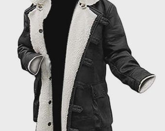 Herröverrock i fårskinn – Fodrad trenchcoat i äkta fårskinnspäls