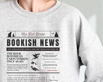 Sweatshirt Bookish News | ras du cou de lecture Romantasy | Pull douillet pour amoureux des livres | Sweatshirt livresque drôle | Cadeau lecteur