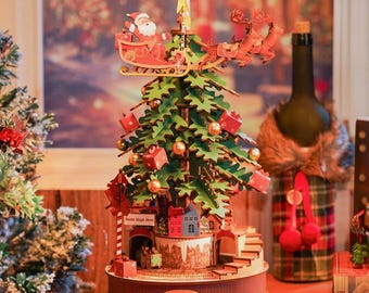 Vintage Mr. Christmas Tower Music Box Tree-wood Music Box W