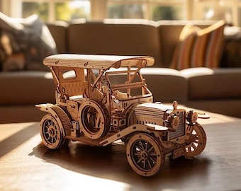 DIY Wooden Vintage Car Model Kit – 3D Puzzle Craft Gift for Adults