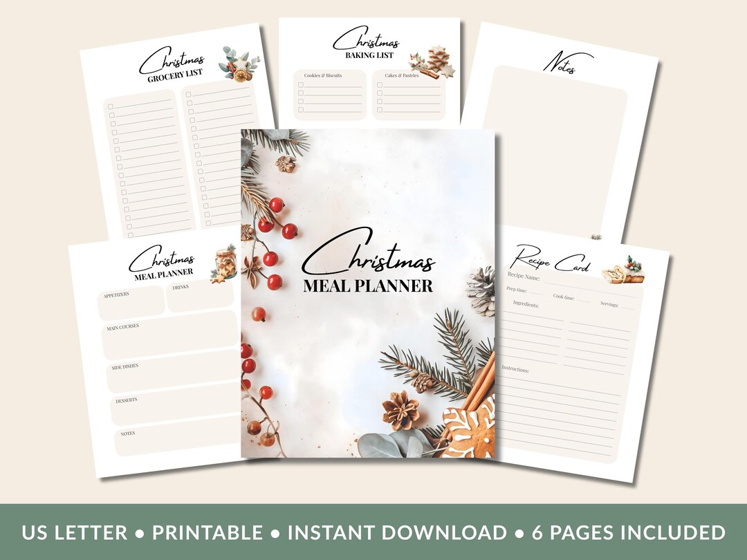 Christmas Meal Planner – Holiday Dinner Organizer, Grocery List, Baking ...