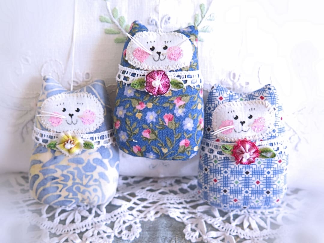 3 Cat Ornaments Set of 3 Blue Cats Mothers Day Easter - Etsy