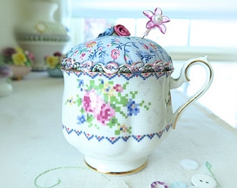 3 inch Cup  Pincushion Vintage  China Cup ROYAL ALBERT China Cup England Handcrafted CharlotteStyle