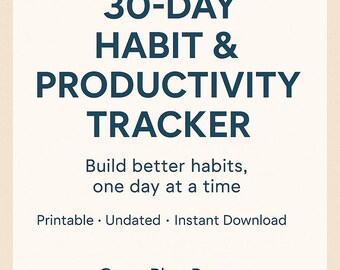 30-Day Habit & Productivity Tracker | Printable Planner | Daily Routine Template | Minimalist Digital Download | GamePlan Pages