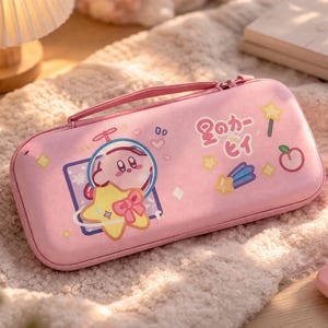 Kirby Switch 2 Case – Cute Pink Nintendo Switch 2 Carrying Case – Kawaii Anime Hard Shell Switch 2 Travel Console Protector