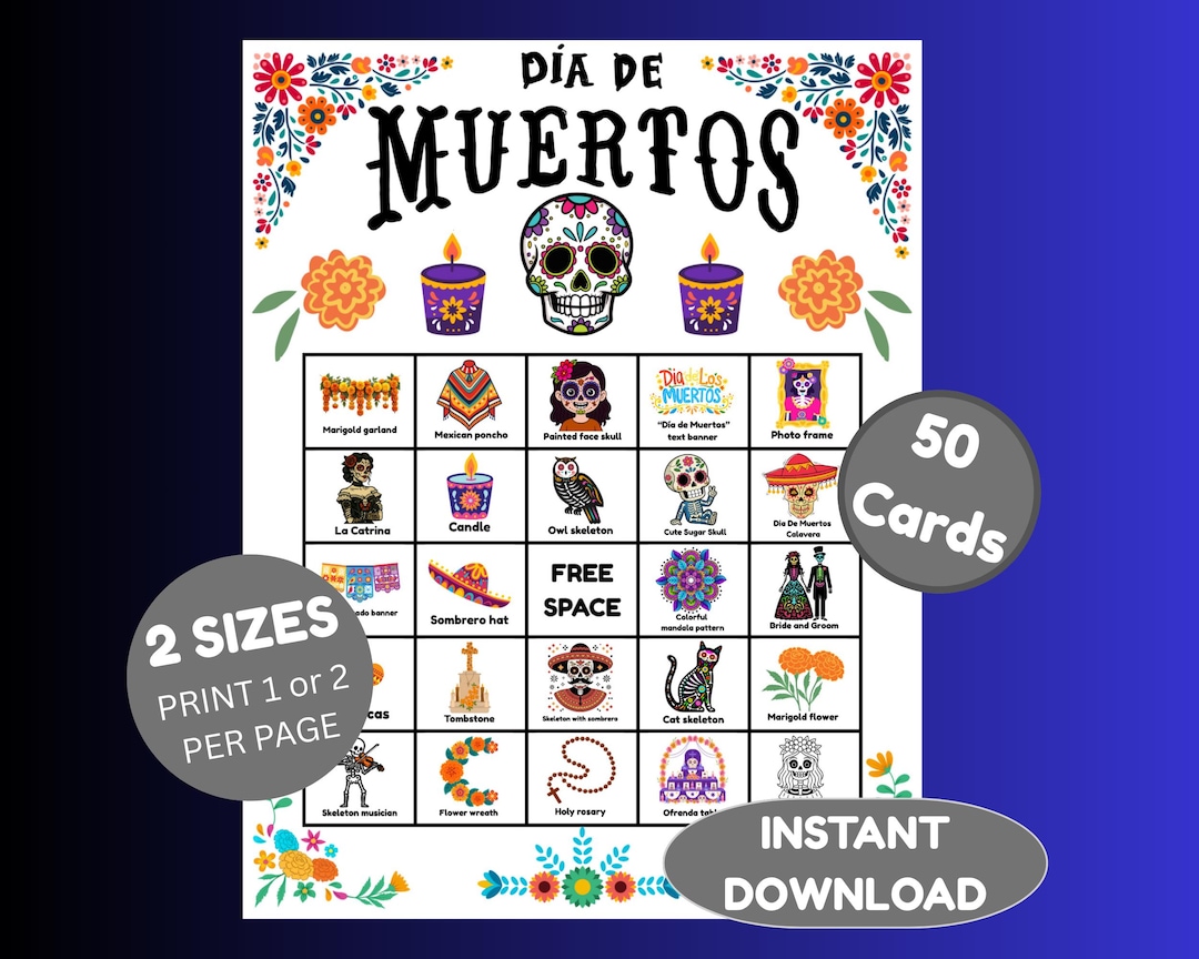 Día De Muertos Bingo Game: 50 Calavera Cards (printable) - Etsy