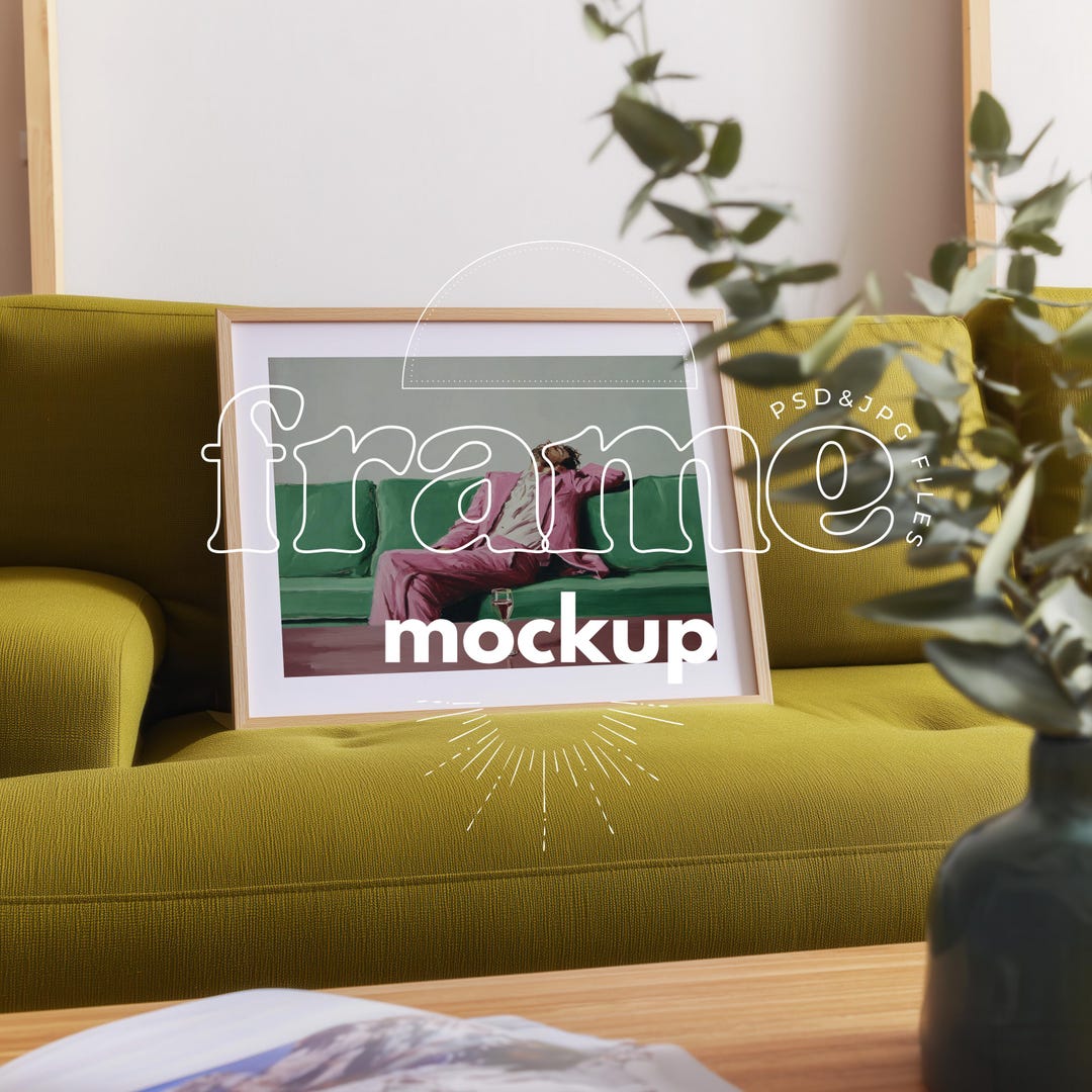 DIN A Ratio Minimal Wood Frame Mockup - Modern Interior Poster Mockup ...