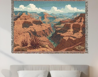 Grand Canyon Gewebte Tapisserie Decke Western Landschaft Moderne Wand Tapisserie Kunst Rustikale Gewebte Decke werfen Wandbehang Großes Wanddekor