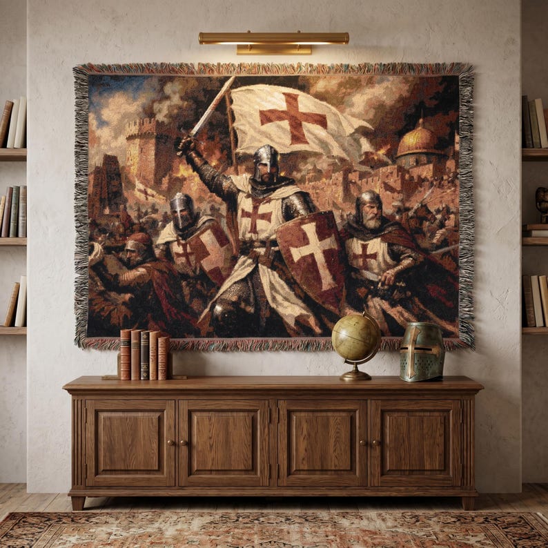 Crusader Tapestry Large Wall Hanging Medieval Knight Wall Art Templar ...