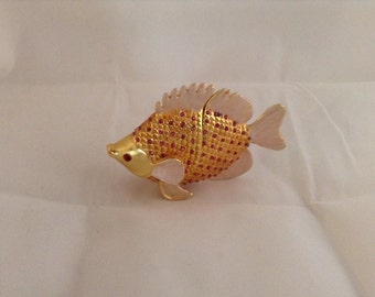 Fish Enamel Jeweled Trinket Jewelry Box