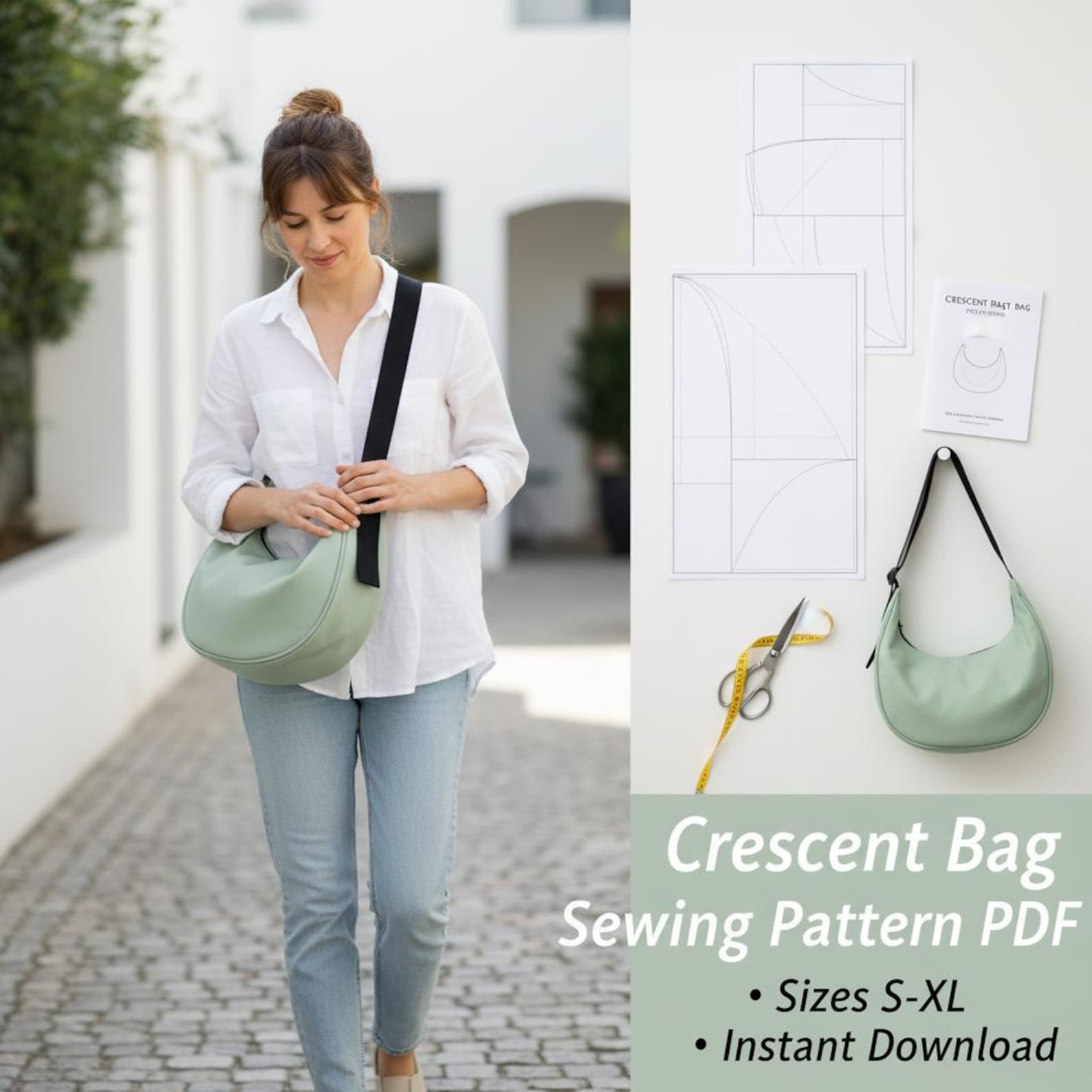 Crosstown Crescent Bag Sewing Pattern PDF, Beginner Sling Bag ...