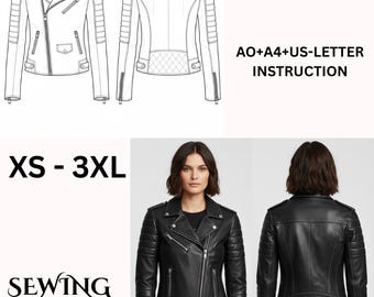 Leather Biker Jacket Sewing Pattern PDF | Motorcycle Leather Jacket Pattern | Handmade DIY Leather Coat | Men & Women| Instant Download