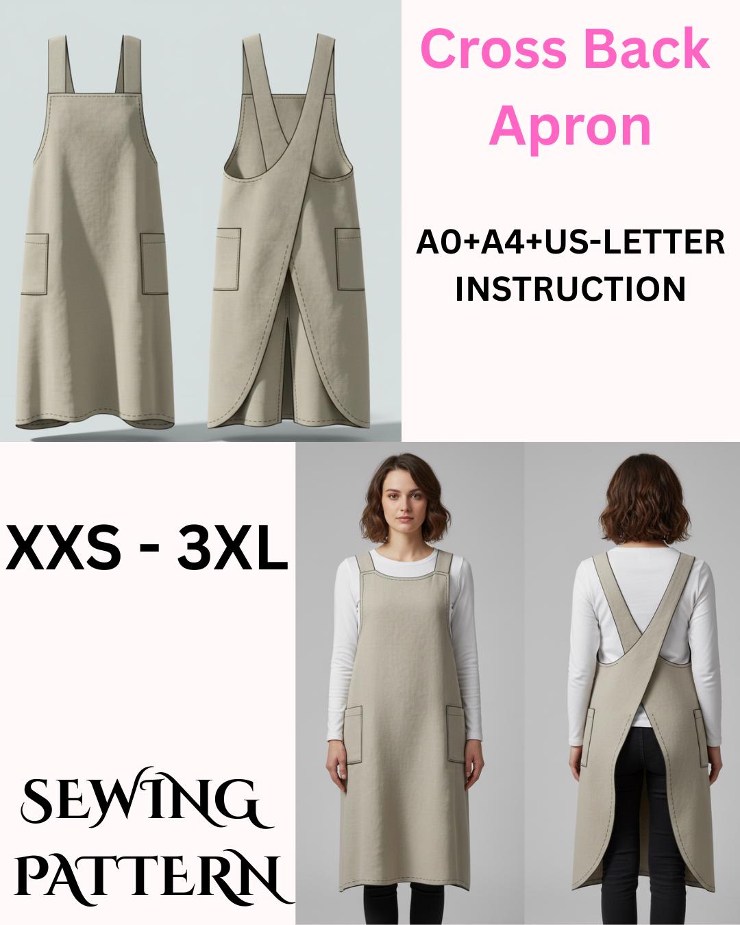 Cross Back Apron Sewing Pattern, Kitchen Apron Pattern, Women's ...