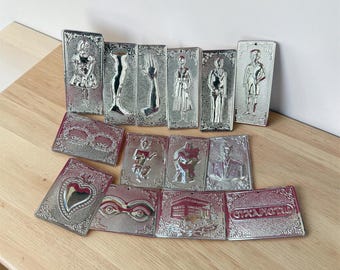 Greek Tamata Votive Offerings, Traditional Polished Metal Ex-Voto Charms, Wedding Stefana, Healing Figures, Boat, Car, Heart, Orthodox Altar