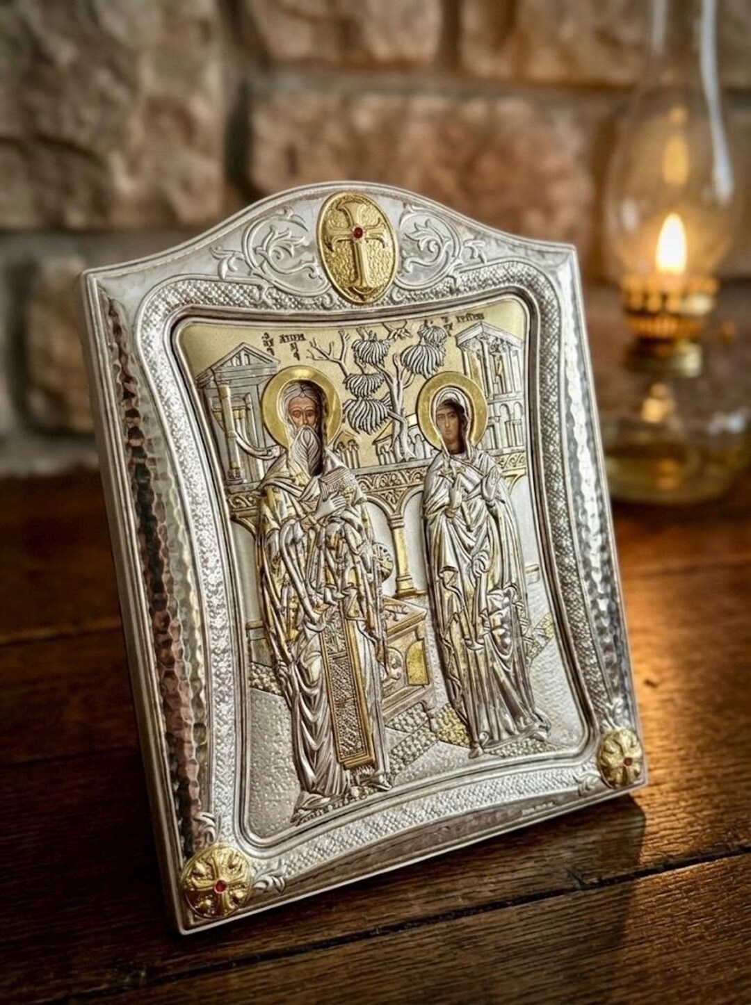 Saint Cyprian & Justina Icon • Devotional Protection • Greek Orthodox ...