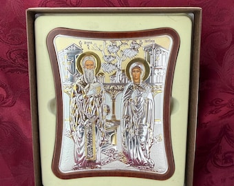 Saint Cyprian and Justina Icon • Protection Against Evil Eye • Greek Orthodox Religious Gift