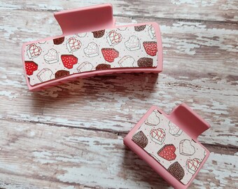 Heart claw clip, pink hair clip, cake claw clip, hair accessories