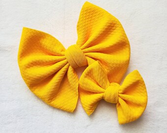 Golden yellow bow, bright yellow bow, headband, hair clip, baby shower gift