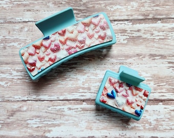 Heart claw clip, blue hair clip, hair accessories