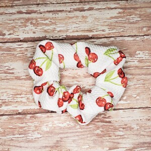 Cherry scrunchies, fruit scrunchies, birthday gift for girl, hair accessories, hair ties