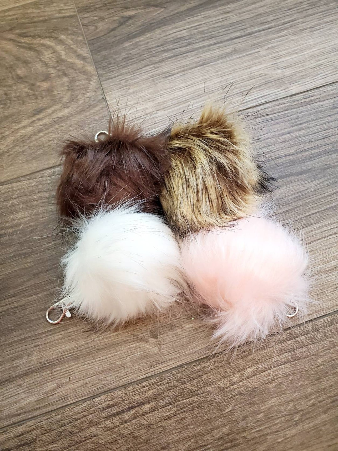 Pom Pom Keychain Puff Keychain Fuzzy Pom Pom Gift for Her Etsy