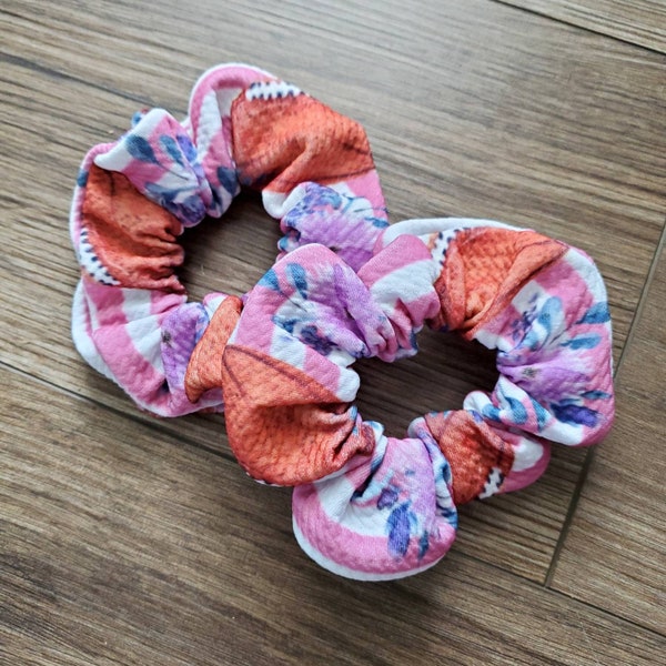 Football scrunchies, floral scrunchies, hair ties, hair accessories, birthday gift for girl