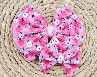Apple bow, fall bow, back to school bow, hair clip, headband, birthday gift for her, hair accessories