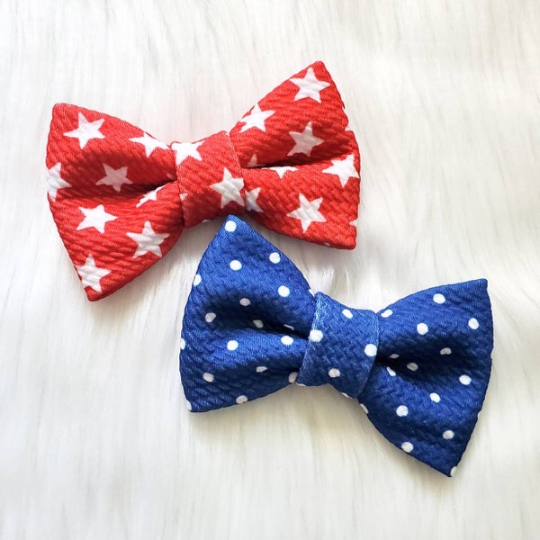 Star bow tie, polka dot bow tie, clip on bow ties, birthday gift for him, patriotic bow tie